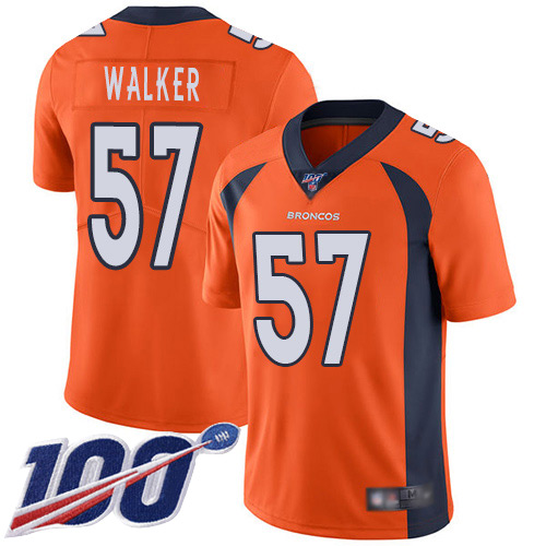 Men Denver Broncos #57 Demarcus Walker Orange Team Color Vapor Untouchable Limited Player 100th Season Football NFL Jersey->denver broncos->NFL Jersey